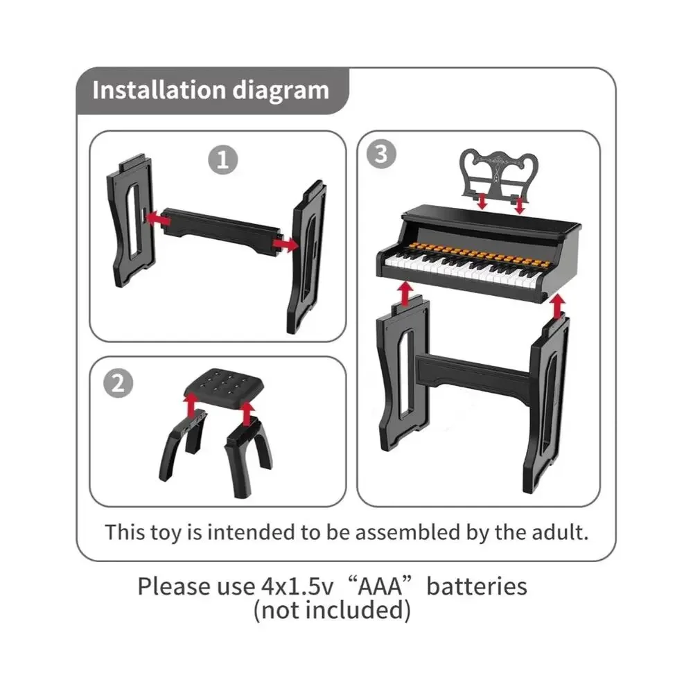 Toy Pianos for Kids Ages 3-7 with Keyboard Stickers, Learning Beginners 37 Keys - Picture 7 of 7